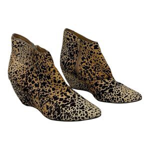 Matisse Nugent Leopard Calf Hair Leather Ankle Boots Booties Sz 7.5 Brown Ombre